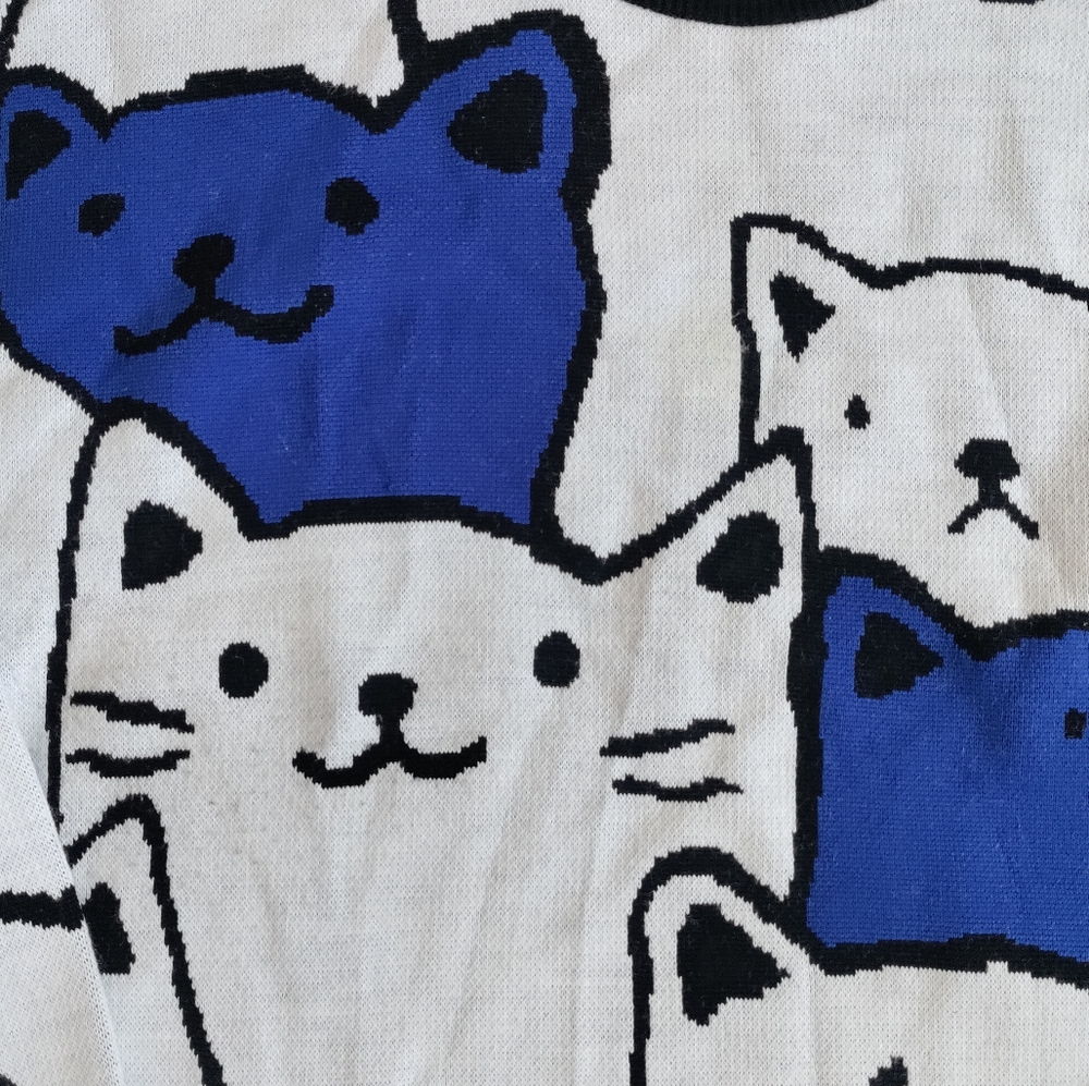 Crazy Cat Knit Crewneck Sweater L/XL - Picture 4 of 8